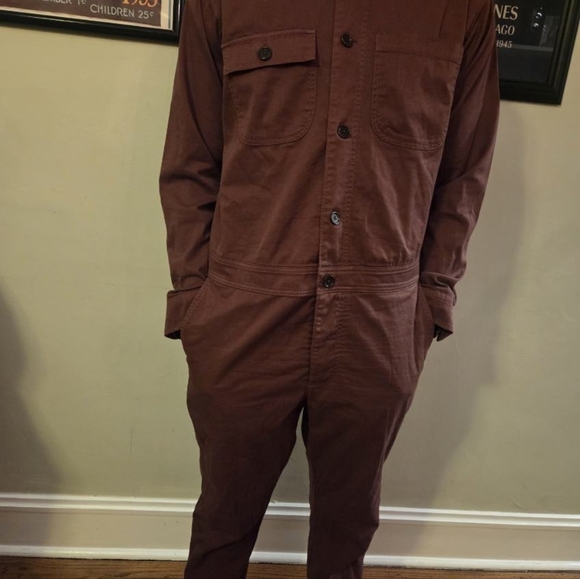 BR/HTG-SF-78 Banana Republic Reissue M Chocolate Rust Utility Jumpsuit Gorpcore - Picture 4 of 16